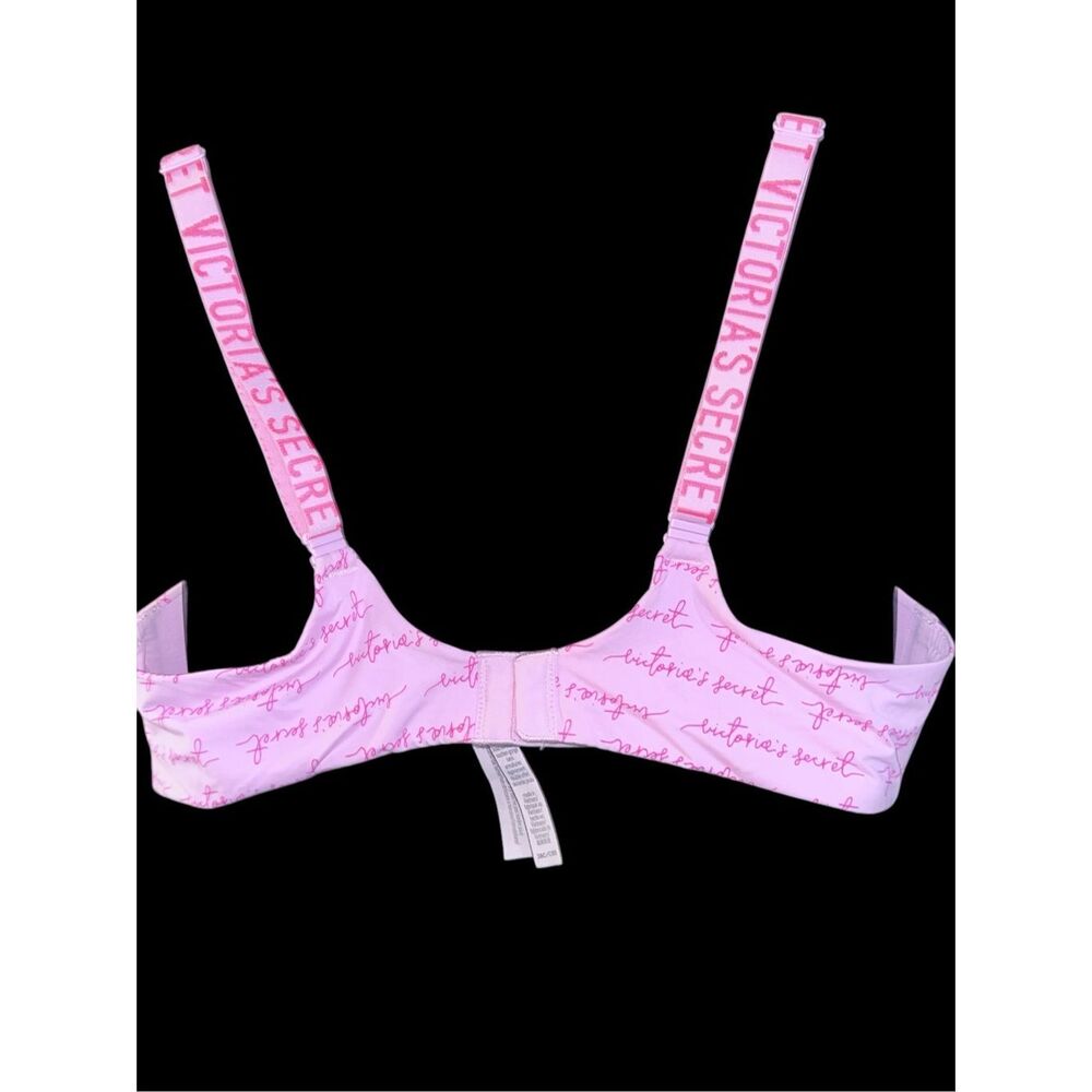 Beautiful Victoria’s Secret lightly Lined t-shirt pink logo Bra 38C Good CONDIT - Picture 3 of 5